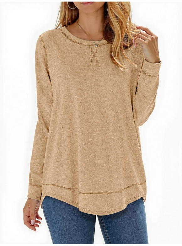 Womens Fall Tops Long Sleeve Shirts Casual Tunic Top Basic T Shirts Tees