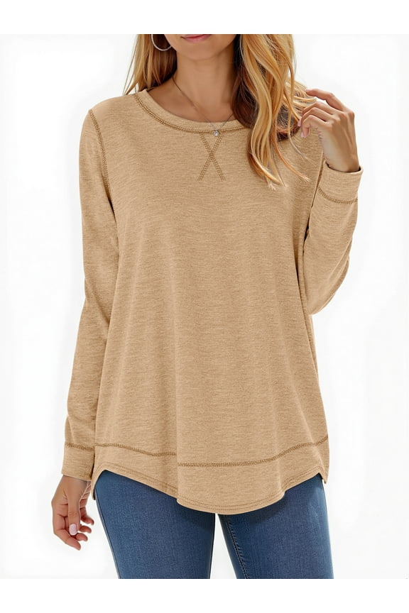 Womens Fall Tops Long Sleeve Shirts Casual Tunic Top Basic T Shirts Tees