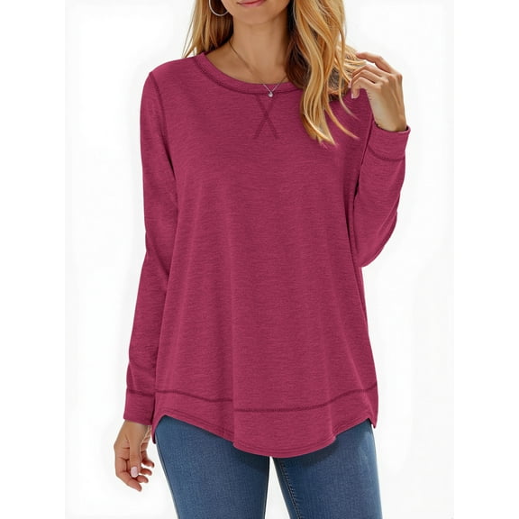 Fantaslook Womens Fall Tops Long Sleeve Shirts Casual Tunic Top Basic T Shirts Tees
