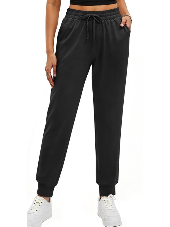 Womens Joggers with 3 Pockets Tapered Casual Sweatpants for Lounging Drawstring Athletic Pants Jogging Workout and Gym