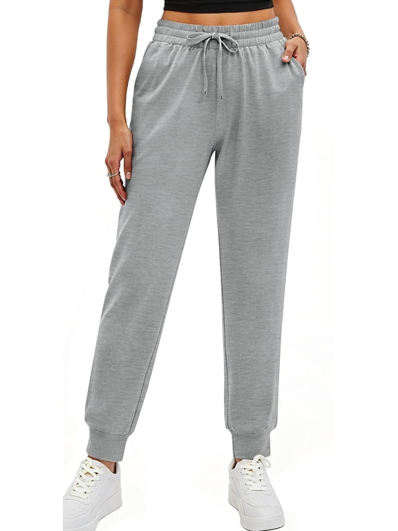 Womens Joggers with 3 Pockets Tapered Casual Sweatpants for Lounging Drawstring Athletic Pants Jogging Workout and Gym