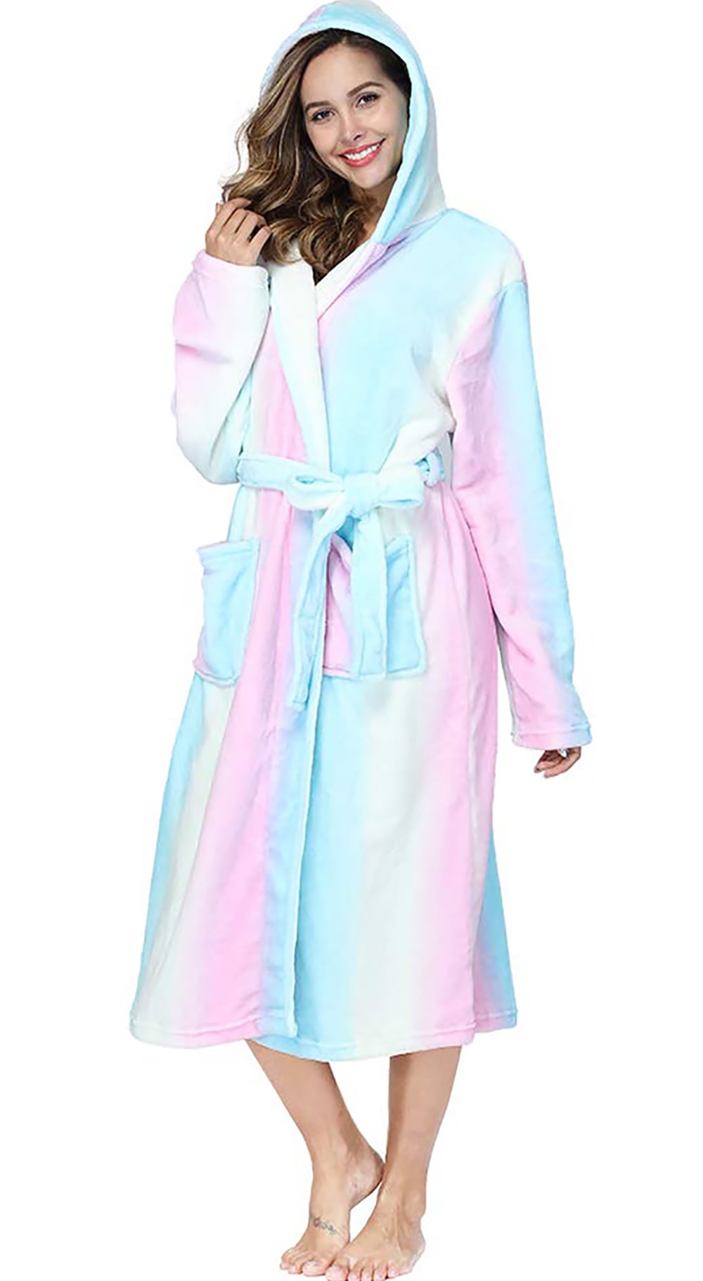 Adult Dream Unicorn Bathrobe Supper Soft Plush Hooded Robe for Women & Man