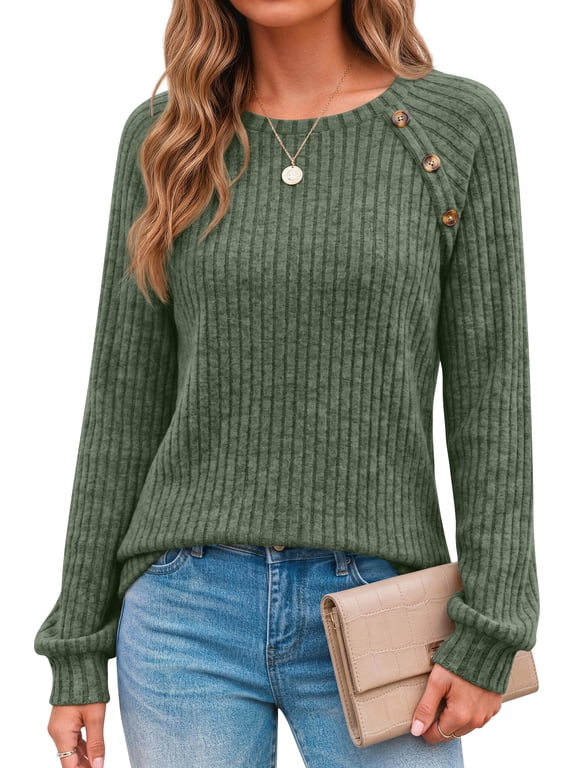 Womens Long Sleeve Shirts Casual Tunic Tops Work Dressy Blouses Fall Sweaters
