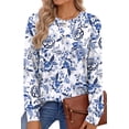 thumbnail image 1 of Fantaslook Womens Long Sleeve Shirts Fall Tunic Tops Casual Crewneck Floral Blouses, 1 of 9