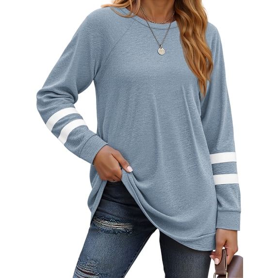 Fantaslook Womens Long Sleeve Tops Crewneck Sweatshirts Casual Color Block Tunic Tops Pullover