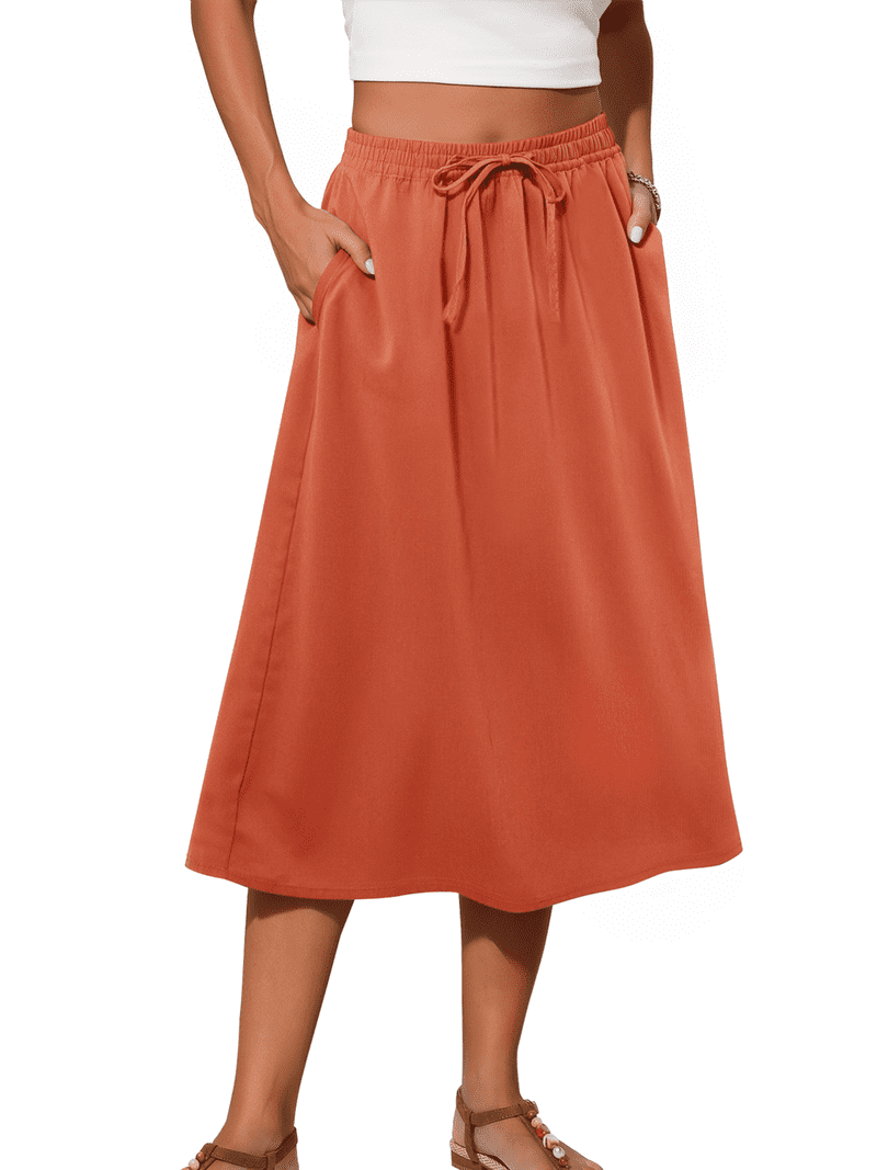 Fantaslook Midi Skirts for Womens Elastic High Waist Skirt Flowy Trendy Dresses Skirts with Pockets Fantaslook Midi Skirts for Womens Elastic High Waist Skirt Flowy Trendy Dresses Skirts with Pockets