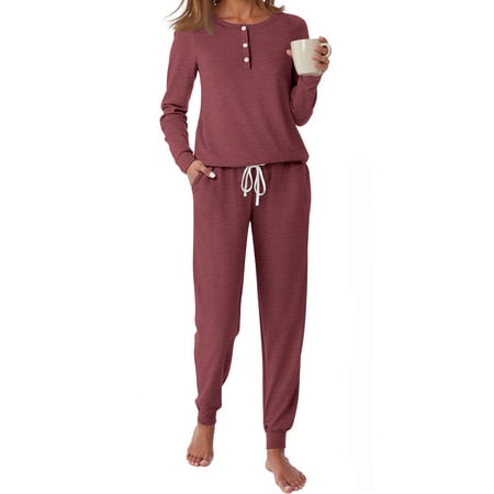 Fantaslook Pajamas Sets for Women Casual Lounge Set Long Sleeve Two Piece Set Buttom Down Shirts and Pants with Pockets Oufits