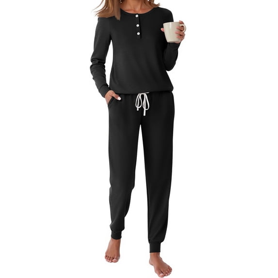 Fantaslook Pajamas Sets for Women Casual Lounge Set Long Sleeve Two Piece Set Buttom Down Shirts and Pants with Pockets Oufits