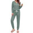 thumbnail image 1 of Fantaslook Womens Pajamas Sets Long Sleeve Matching Lounge Set Fall Travel Outfits Jogger Sweatsuits with Pocket Button Down Sleepwear, 1 of 9
