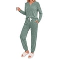 thumbnail image 1 of Fantaslook Womens Pajamas Sets Long Sleeve Matching Lounge Set Fall Travel Outfits Jogger Sweatsuits with Pocket Button Down Sleepwear, 1 of 9