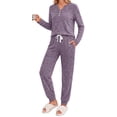 thumbnail image 1 of Fantaslook Womens Pajamas Sets Long Sleeve Matching Lounge Set Fall Travel Outfits Jogger Sweatsuits with Pocket Button Down Sleepwear, 1 of 9