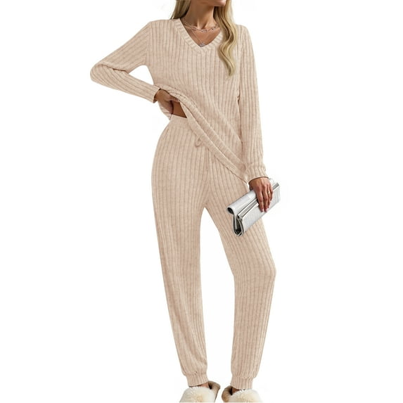 Fantaslook Womens Pajamas Sets Long Sleeve Shirts and Jogger Pants With Pockets Two Piece Lounge Sets Fall Oufits