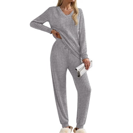 Fantaslook Womens Pajamas Sets Long Sleeve Shirts and Jogger Pants With Pockets Two Piece Lounge Sets Fall Oufits