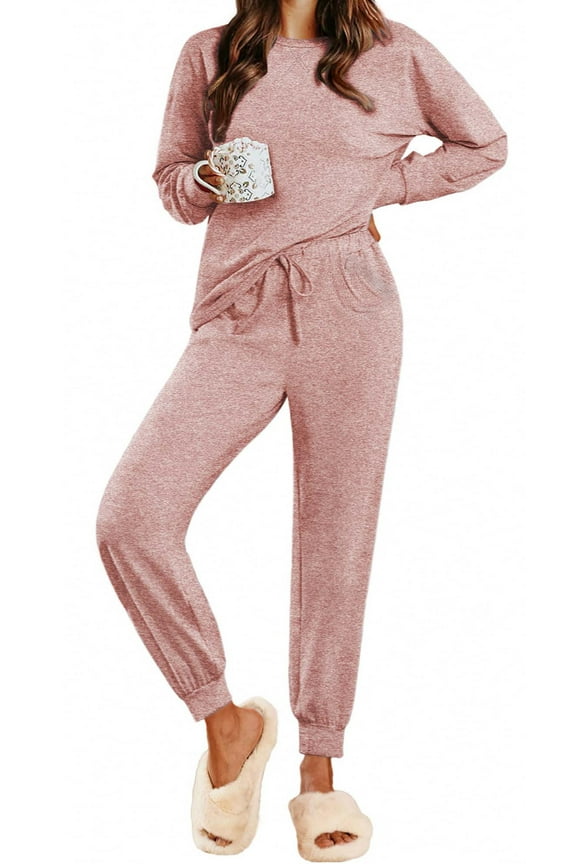 Womens Pajamas Sets Long Sleeve Top and Pant with Pockets Lounge Wear Set Oufits