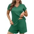 thumbnail image 1 of Fantaslook Womens Pajamas Sets V Neck Short Sleeve Lounge Top and Shorts Outfits Casual Loungewear with Pockets, 1 of 10