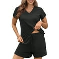 thumbnail image 1 of Fantaslook Womens Pajamas V Neck Short Sleeve Top and Shorts Outfits Casual Loungewear with Pockets, 1 of 10