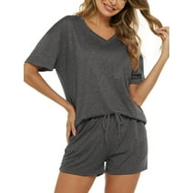 Fantaslook Womens Pajamas V Neck Short Sleeve Top and Shorts Outfits Casual Loungewear with Pockets