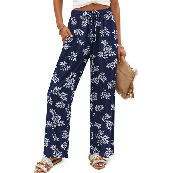 Fantaslook Womens Pants Casual Boho Palazzo Pants Wide Leg Lounge Pants Trousers with Pocket