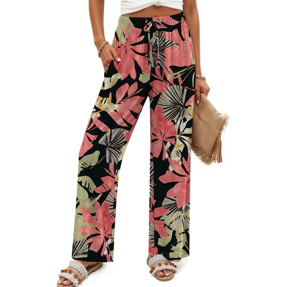 Fantaslook Womens Pants Casual Boho Palazzo Pants Wide Leg Lounge Pants Trousers with Pocket