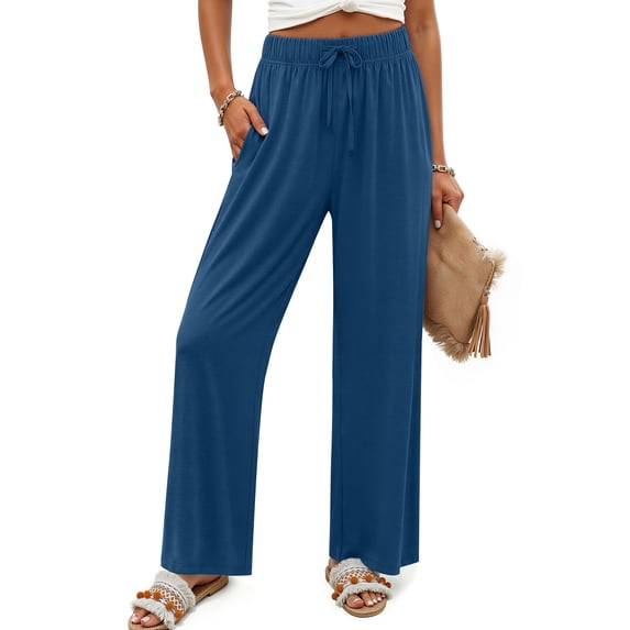 Fantaslook Womens Pants Casual Boho Palazzo Pants Wide Leg Lounge Pants Trousers with Pocket