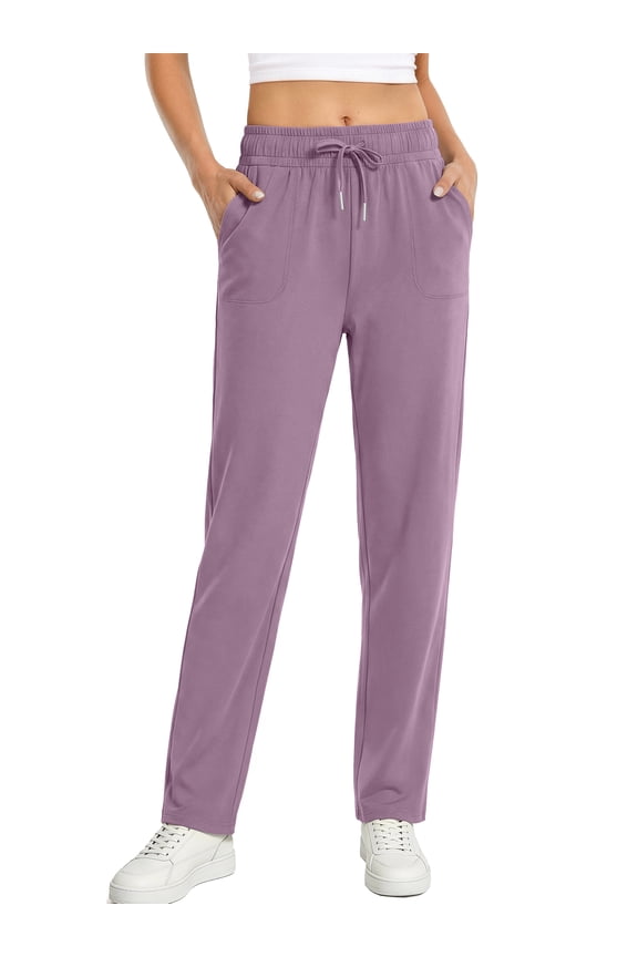 Womens Pants Stretch Knit Casual Lounge Pants Drawstring Athletic Work Pants with Pockets