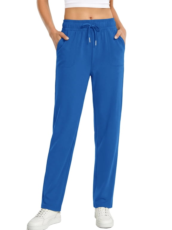 Womens Pants Stretch Knit Casual Lounge Pants Drawstring Athletic Work Pants with Pockets
