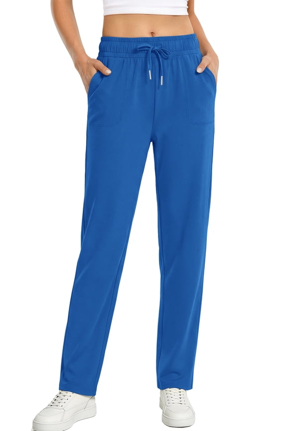 Womens Pants Stretch Knit Casual Lounge Pants Drawstring Athletic Work Pants with Pockets