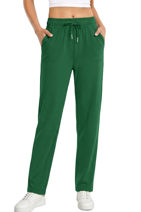 Womens Pants Stretch Knit Casual Lounge Pants Drawstring Athletic Work Pants with Pockets