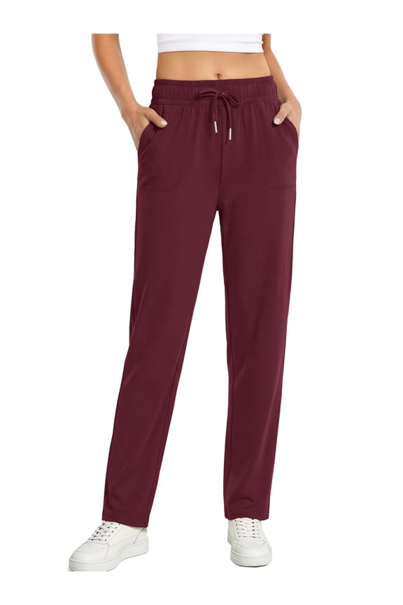 Womens Pants Stretch Knit Casual Lounge Pants Drawstring Athletic Work Pants with Pockets