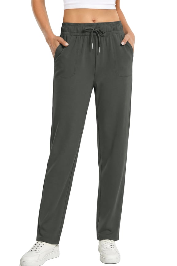Womens Pants Stretch Knit Casual Lounge Pants Drawstring Athletic Work Pants with Pockets