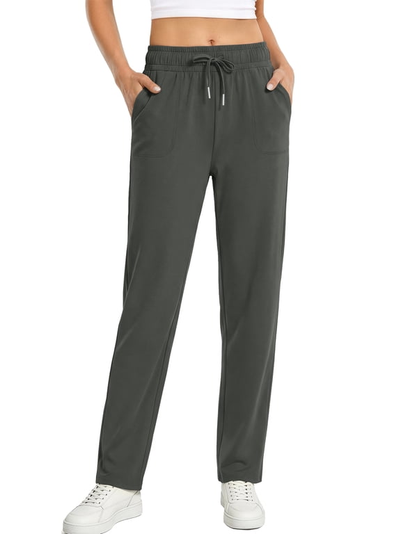 Womens Pants Stretch Knit Casual Lounge Pants Drawstring Athletic Work Pants with Pockets