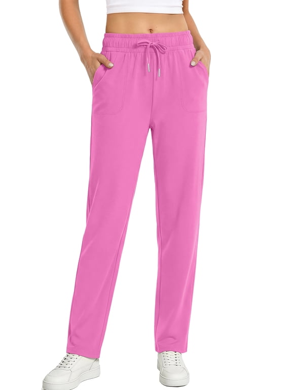 Womens Pants Stretch Knit Casual Lounge Pants Drawstring Athletic Work Pants with Pockets