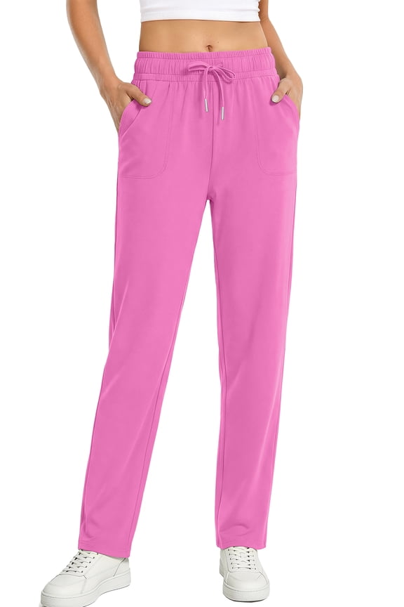 Womens Pants Stretch Knit Casual Lounge Pants Drawstring Athletic Work Pants with Pockets