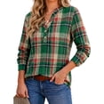 thumbnail image 1 of Fantaslook Womens Plaid Shirts Flannel Button Down Shirts Business Casual Long Sleeve Tops Dressy V Neck Blouses, 1 of 10