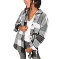 thumbnail image 1 of Fantaslook Womens Plaid Shirts Flannel Shacket Jacket Long Sleeve Button Down Boyfriend Shirt Coats, 1 of 6