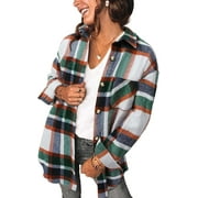 Fantaslook Womens Plaid Shirts Flannel Shacket Jacket Long Sleeve Button Down Boyfriend Shirt Coats