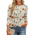thumbnail image 1 of Fantaslook Womens Plus Size Tops 3/4 Sleeve Pleated Dressy Blouses Crew Neck Casual Tunic Tops Summer Shirts, 1 of 8