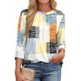 thumbnail image 1 of Fantaslook Womens Plus Size Tops 3/4 Sleeve Pleated Dressy Blouses Crew Neck Casual Tunic Tops Summer Shirts, 1 of 7