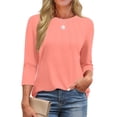thumbnail image 1 of Fantaslook Womens Plus Size Tops 3/4 Sleeve Pleated Dressy Blouses Crew Neck Casual Tunic Tops Summer Shirts, 1 of 7