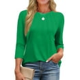 thumbnail image 1 of Fantaslook Womens Plus Size Tops 3/4 Sleeve Pleated Dressy Blouses Crew Neck Casual Tunic Tops Summer Shirts, 1 of 7