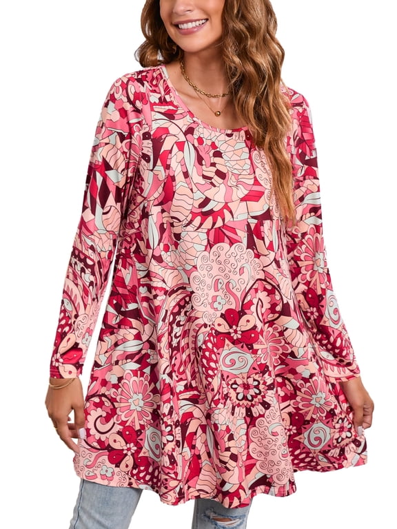 Womens Plus Size Tops Casual Long Sleeve Shirts Dressy Tunic Tops Fall Loose Blouses
