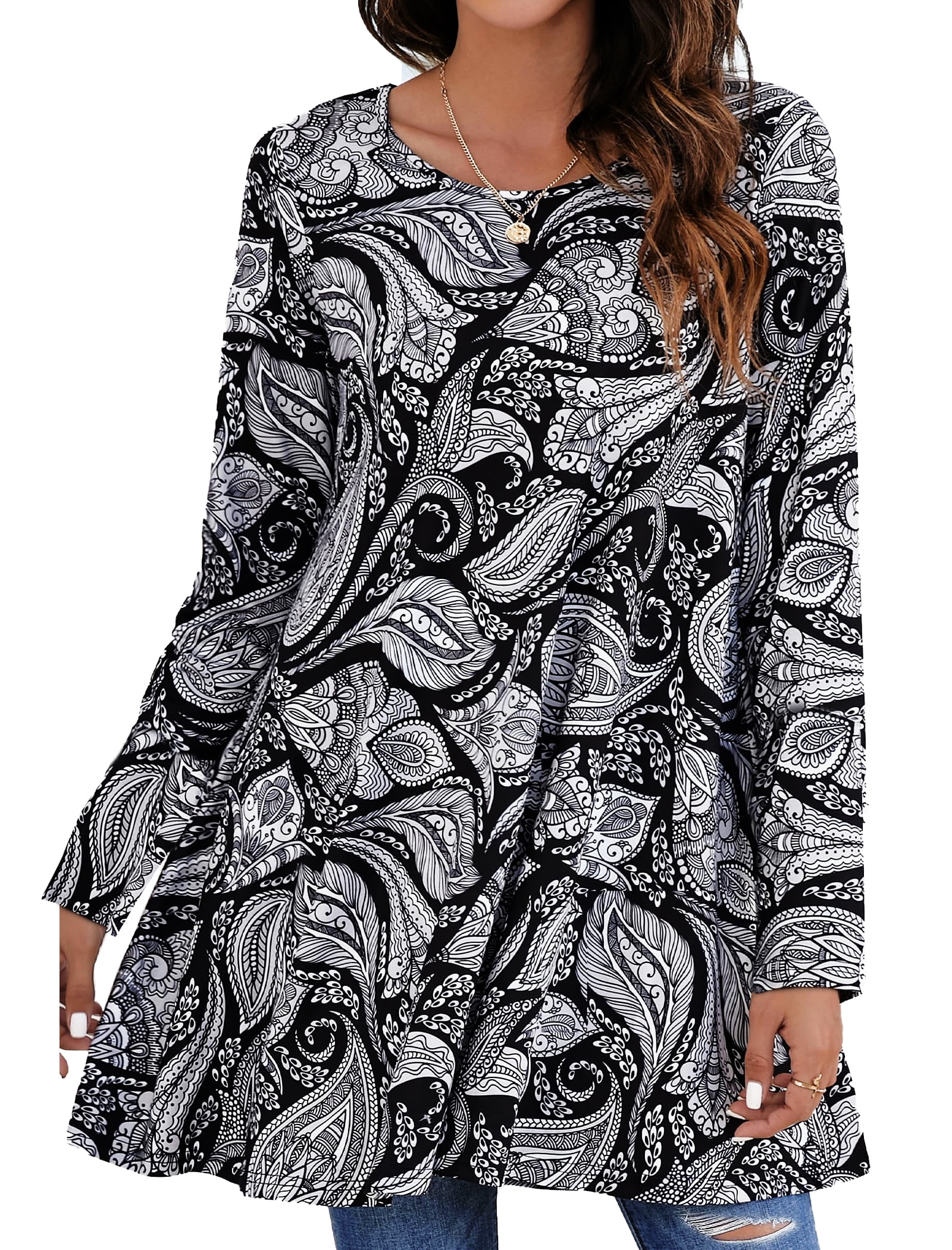 Fantaslook Womens Plus Size Long Sleeve Tunic Tops, Loose Fit Dressy ...