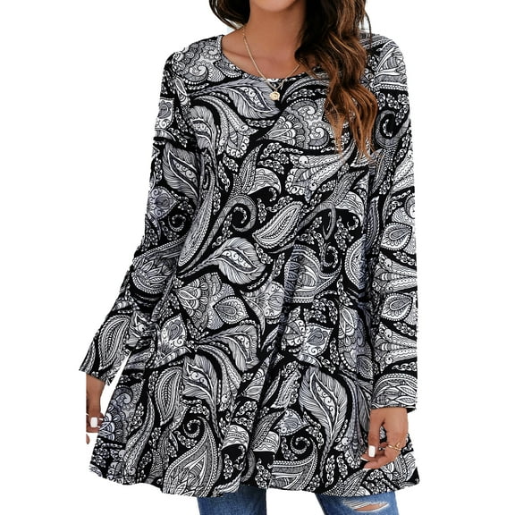 Fantaslook Womens Plus Size Tops Casual Long Sleeve Shirts Dressy Tunic Tops Fall Loose Blouses