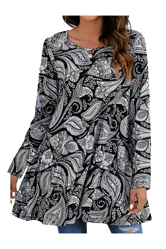 Womens Plus Size Tops Casual Long Sleeve Shirts Dressy Tunic Tops Fall Loose Blouses