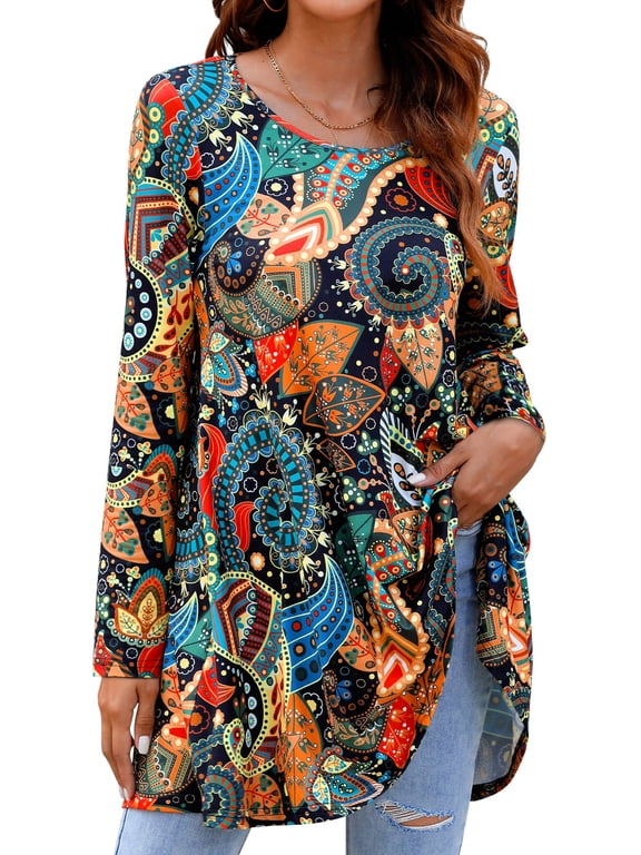 Womens Plus Size Tops Casual Long Sleeve Shirts Dressy Tunic Tops Fall Loose Blouses