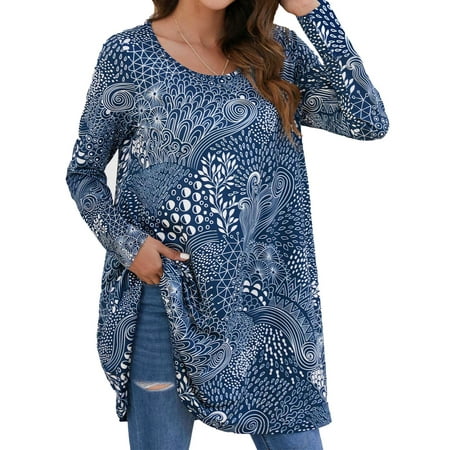 Fantaslook Womens Plus Size Tops Casual Long Sleeve Shirts Dressy Tunic Tops Fall Loose Blouses