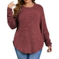 thumbnail image 1 of Fantaslook Womens Plus Size Tops Crewneck Long Sleeve Shirts Loose Tunic Tops Curved Hem Fall Pullover, 1 of 9