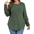 thumbnail image 1 of Fantaslook Womens Plus Size Tops Crewneck Long Sleeve Shirts Loose Tunic Tops Curved Hem Fall Pullover, 1 of 10