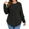 thumbnail image 1 of Fantaslook Womens Plus Size Tops Crewneck Long Sleeve Shirts Loose Tunic Tops Curved Hem Fall Pullover, 1 of 10