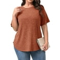 thumbnail image 1 of Fantaslook Womens Plus Size Tops Crewneck Short Sleeve Shirts Casual Loose Tunic Tops Curved Hem Summer Blouses, 1 of 7